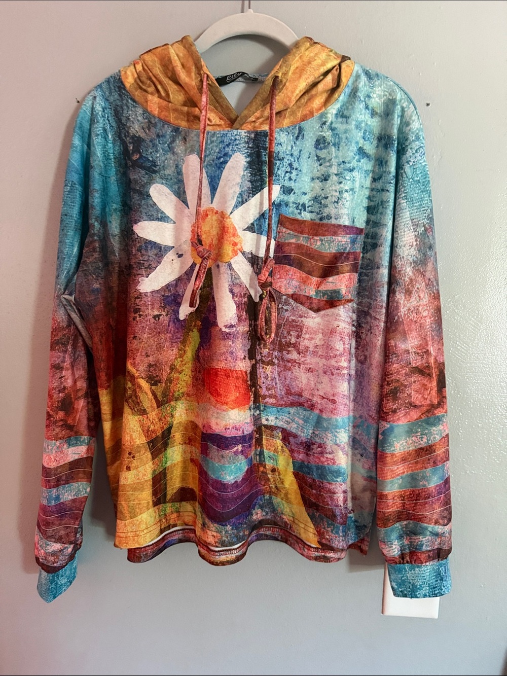 Lily Multicolor Daisy Print Hooded Sweatshirt